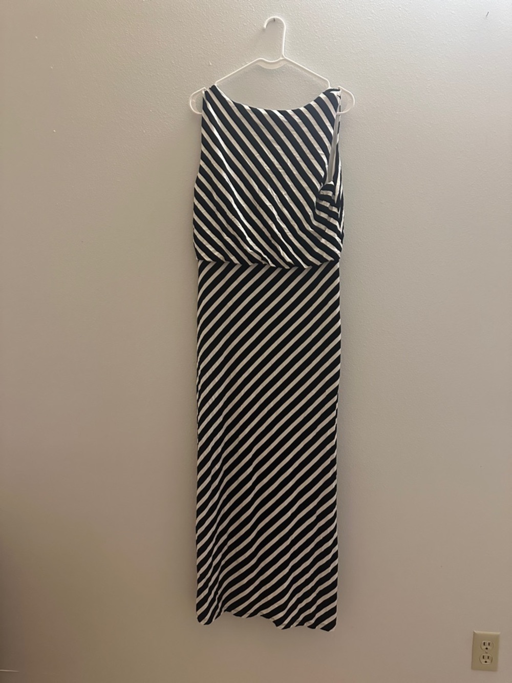 Chico's Black and White Diagonal Stripe Maxi Dress - Picture 4 of 4